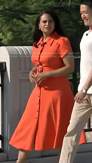 Kristen’s orange belted shirtdress on Today