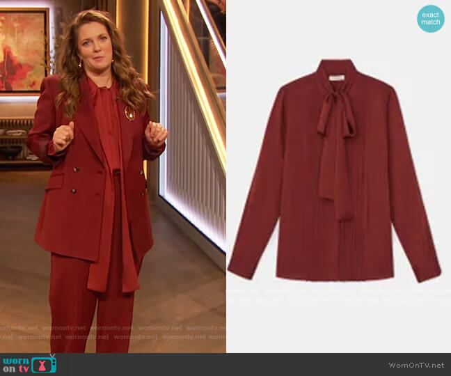 Lafayette 148 New York Iris Blouse worn by Drew Barrymore on The Drew Barrymore Show