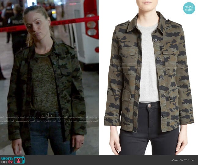 L'Agence The Cromwell Jacket in Camo worn by Hailey Upton (Tracy Spiridakos) on Chicago PD