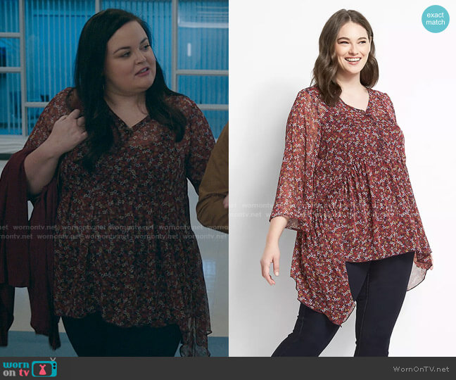 Lane Bryant Flowy Button-Front Babydoll Blouse worn by Jessica (Jessica Miesel) on The Resident