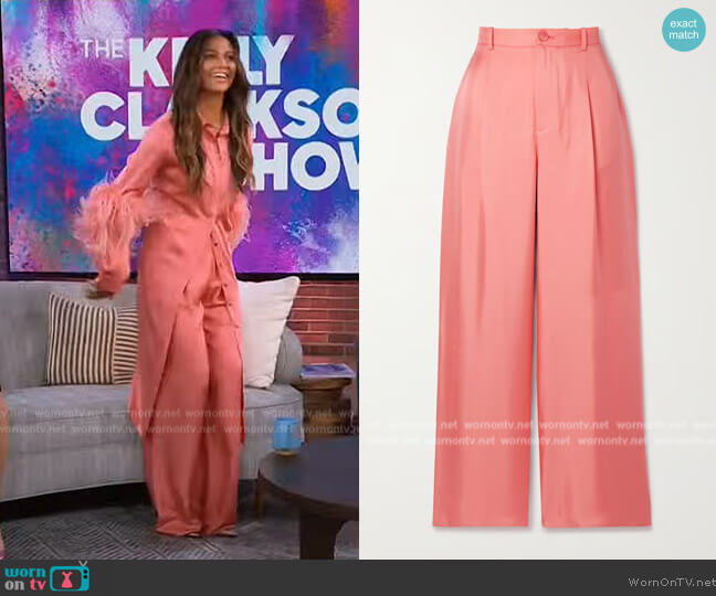 WornOnTV: Camila Alves’s pink feather trim shirtdress on The Kelly ...