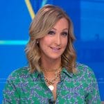 Lara’s green printed button down top on Good Morning America