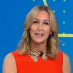 Lara’s orange sleeveless top with physon collar on Good Morning America