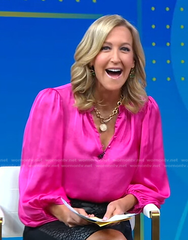 Lara’s pink satin blouse on Good Morning America