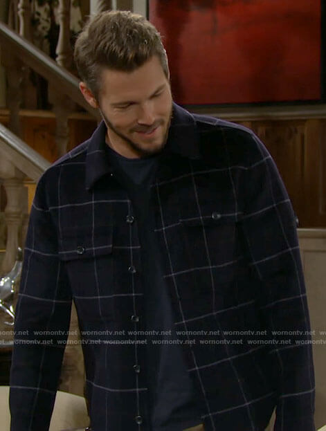 Liam's navy checked jacket on The Bold and the Beautiful