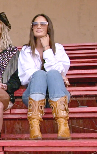 Lisa’s brown western boots on The Real Housewives of Salt Lake City