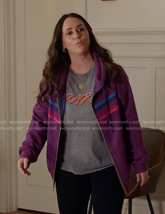 Maddie's purple striped zip hoodie on 9-1-1