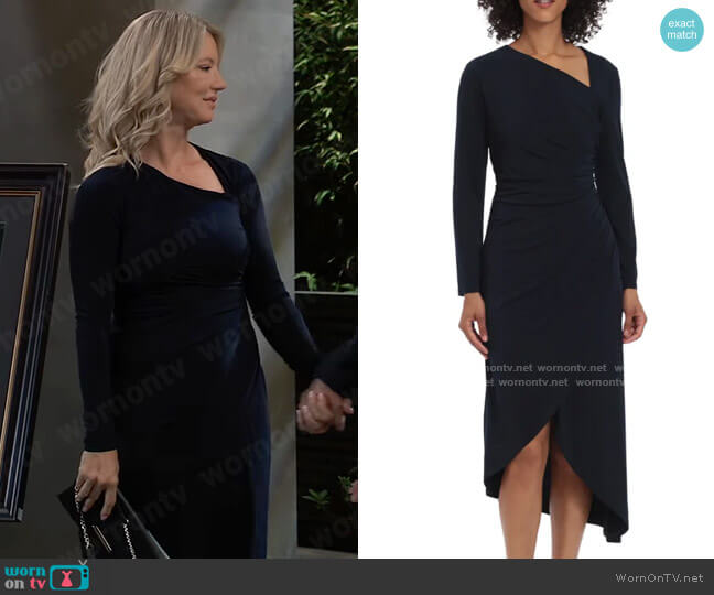 Maggy London Asymmetric Long Sleeve Dress worn by Nina Reeves (Cynthia Watros) on General Hospital