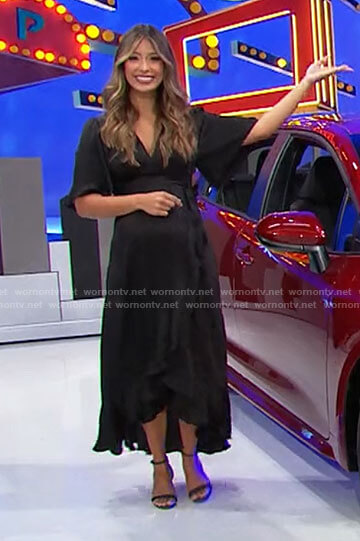 Manuela's black maternity wrap dress on The Price is Right