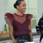 Maya-Camille’s burgundy ruffle tulle top on Today
