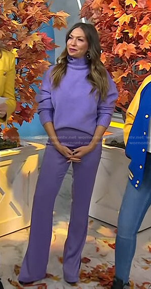 Melissa Garcia’s purple turtleneck sweater and satin pants on Today