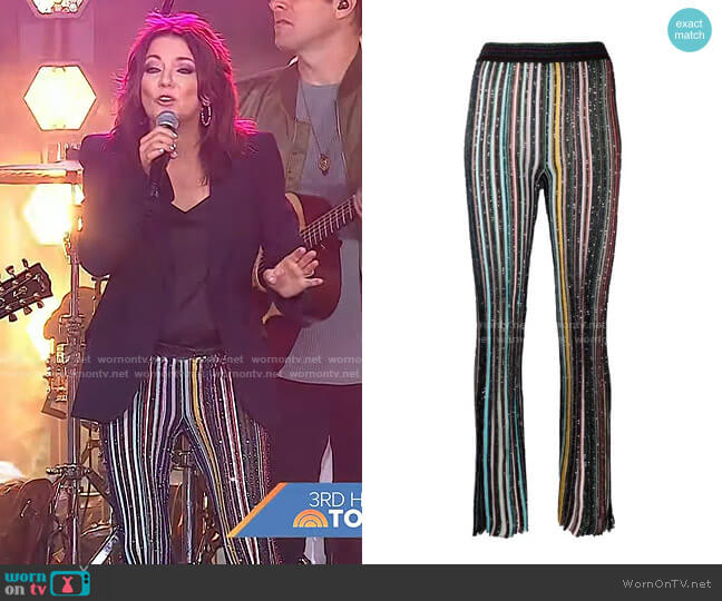 Missoni Metallic Crochet-Knit Trousers worn by Martina McBride on Today