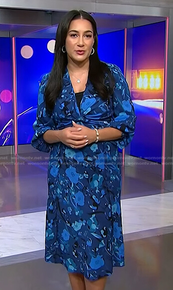 Morgan’s blue floral midi dress on NBC News Daily