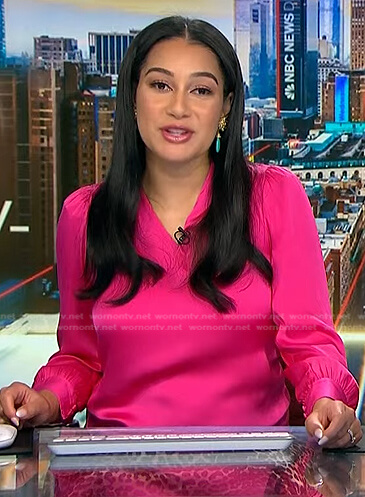 Morgan’s pink v-neck blouse on NBC News Daily
