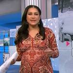 Morgan’s red printed ruched dress on NBC News Daily