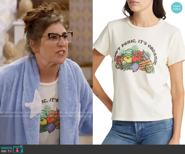 Mother The Lil Goodie Goodie in Don't Panic it's Organic Tee worn by Kat Silver (Mayim Bialik) on Call Me Kat