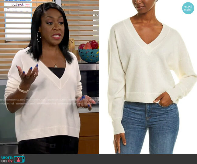 Naadam Dropped Shoulder Cashmere Sweater worn by Tina (Tichina Arnold) on The Neighborhood