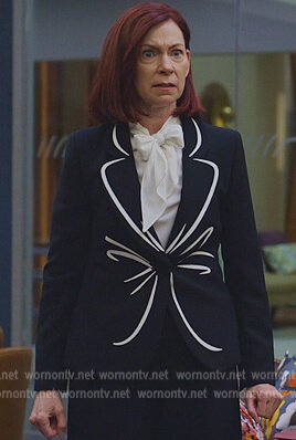 Elsbeth’s contrast bow front blazer on The Good Fight