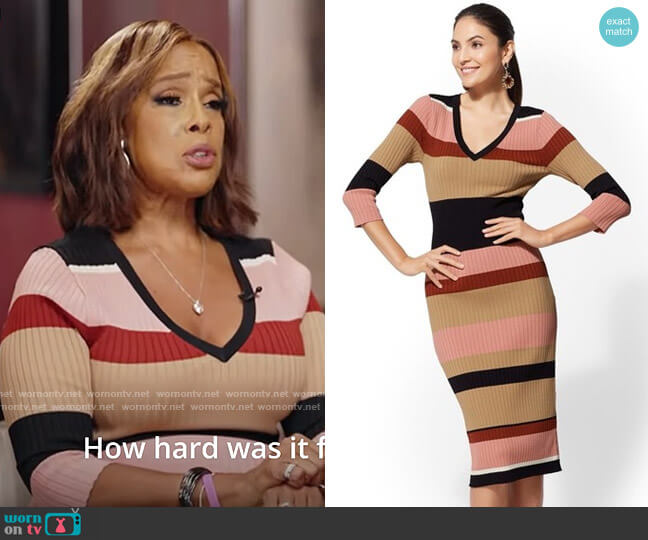 New York & Company Striped Sweater Dress worn by Gayle King on CBS Mornings
