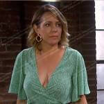 Nicole’s green print wrap dress on Days of our Lives