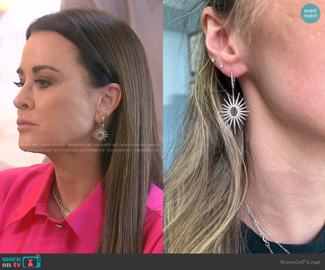 Nicole Rose Sun Burst Earrings worn by Kyle Richards on The Real Housewives of Beverly Hills