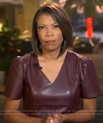 Nikole Killion's burgundy leather top on CBS Saturday Morning