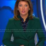 Norah’s green blazer on CBS Evening News