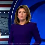 Norah’s purple slit dress on CBS Evening News