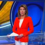 Norah’s white chain detail pants on CBS Evening News