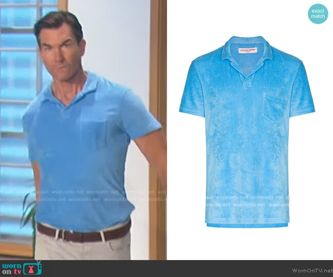 Cotton Terry Solid Tailored Fit Polo Shirt by Orlebar Brown worn by Jerry O'Connell on The Talk