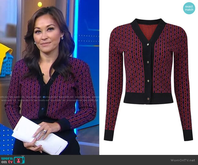 Paco Rabanne Stripe Cardigan worn by Eva Pilgrim on Good Morning America