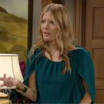 Phyllis’s teal green cape sleeve blouse on The Young and the Restless