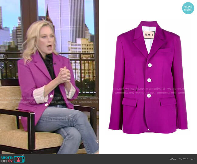 Plan C Single-Breasted Cotton-Blend Blazer worn by Ali Wentworth on Live with Kelly and Ryan