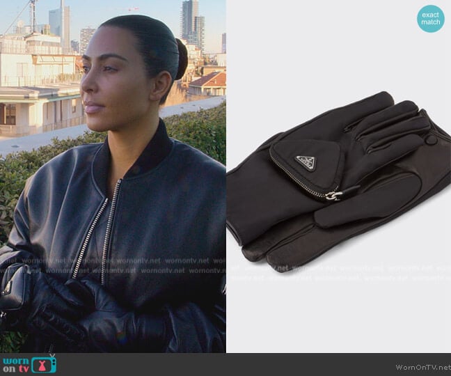 Prada Re-Nylon  and Napa Leather Gloves worn by Kim Kardashian (Kim Kardashian) on The Kardashians