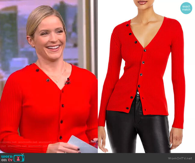 Proenza Schouler Ribbed Cardigan worn by Sara Haines on The View