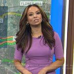 Adelle’s purple sheath dress with black stitching on Today