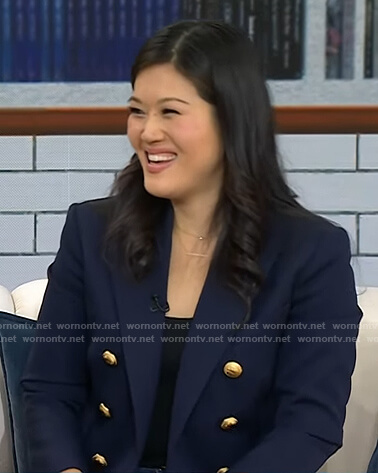 Qian Julie Wang’s navy double breasted blazer on Today