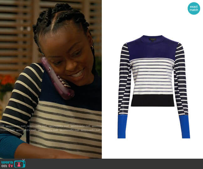 Rag & Bone Marissa Contrast Stripe Sweater worn by Zora Wheeler (Danielle Deadwyler) on From Scratch