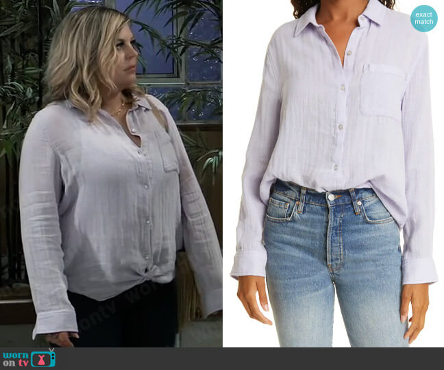 Rails Ellis Shirt in Violet worn by Maxie Jones (Kirsten Storms) on General Hospital