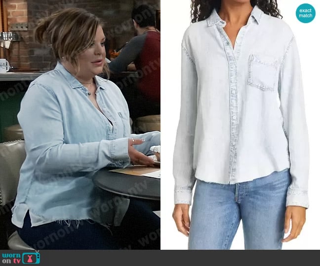 Rails Ingrid Shirt in Light Acid Wash worn by Maxie Jones (Kirsten Storms) on General Hospital