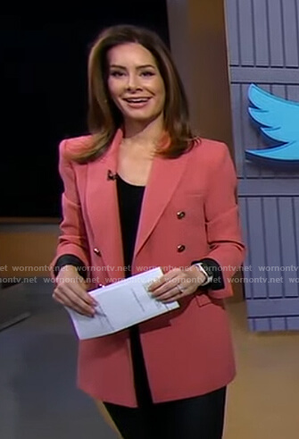 Rebecca’s pink double breasted blazer on Good Morning America