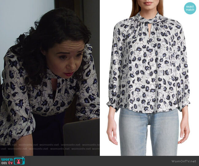 Rebecca Taylor Thistle Fleur Long-Sleeve Blouse worn by Marissa Gold (Sarah Steele) on The Good Fight