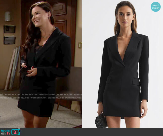 Reiss Karin Plunge Tuxedo Dress worn by Katie Logan (Heather Tom) on The Bold and the Beautiful