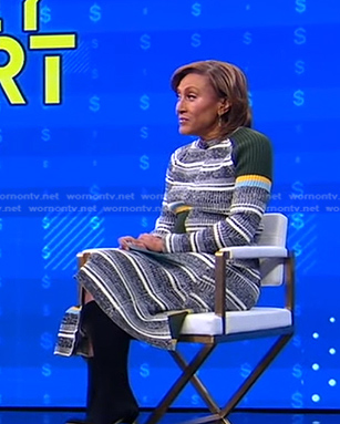 Robin's striped ribbed sweater and skirt on Good Morning America