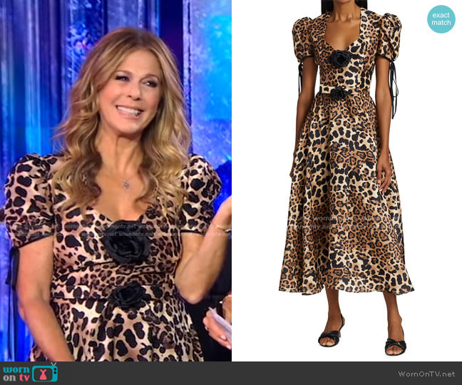 Rodarte Belted Leopard-Print Silk Twill Dress worn by Rita Wilson on Good Morning America