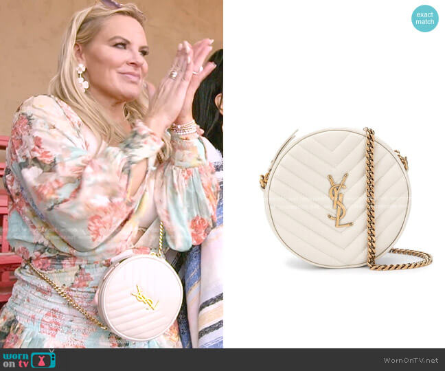 Saint Laurent Jade Round Matelassé Leather Bag worn by Heather Gay on The Real Housewives of Salt Lake City