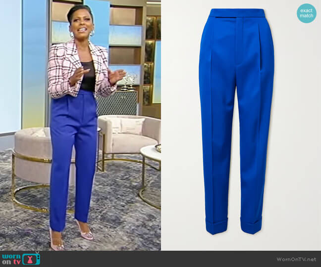 Saint Laurent Wool-twill tapered pants worn by Tamron Hall on Tamron Hall Show
