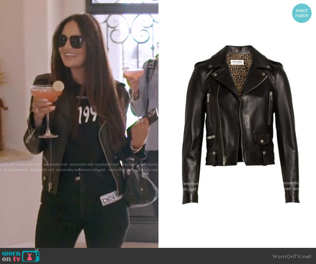 Saint Laurent Leather Moto Jacket worn by Lisa Barlow on The Real Housewives of Salt Lake City