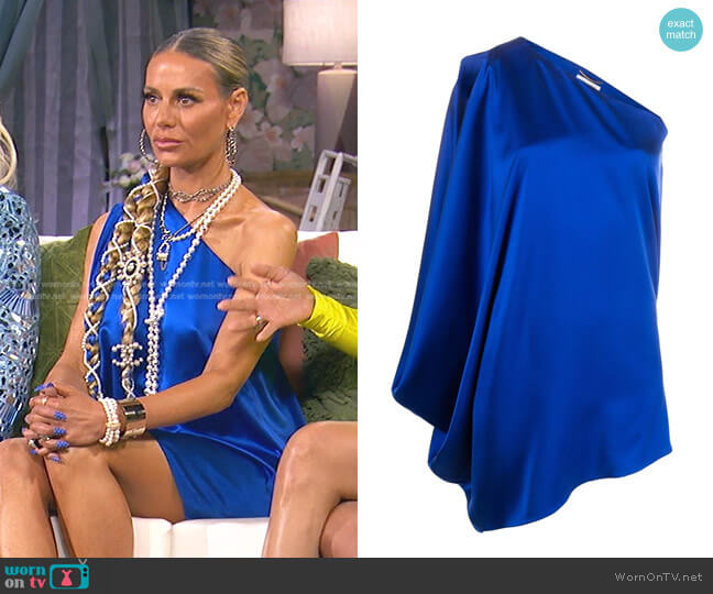 Saint Laurent One-Shoulder Drape-Detail Dress worn by Dorit Kemsley on The Real Housewives of Beverly Hills