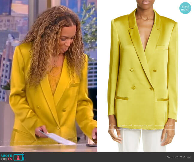 LaPointe Double Breasted Double Face Satin Jacket worn by Sunny Hostin on The View